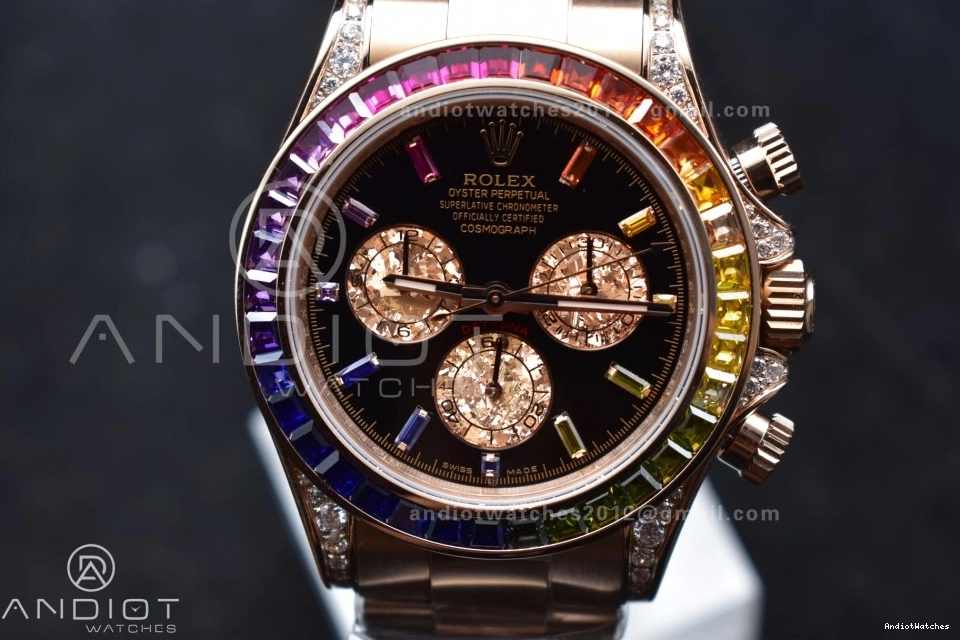 ZF SH Rainbow Bracelet Best 1:1 Diamonds 116595RBOW Durable Edition 776 Black RG Dial on Daytona 0416